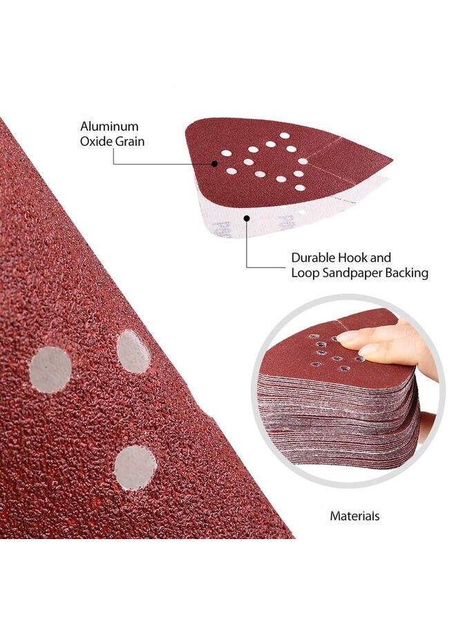 LAMAY 50PCS,Sanding Pads, Grit Sandpaper Assortment - 12 Hole Hook and Loop Detail Palm Sander Sanding Sheets Sand Paper 133 * 95 * 12?Hole*60 - Image 5